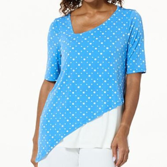 Nina Leonard Tops - Nina Leonard Hot Pink Butter Soft Stretch Asymmetrical Tunic Tee Shirt XS